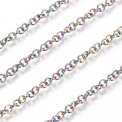Rainbow Color Ионное покрытие (ip) 304 роликовая цепь из нержавеющей стали, отрыгивающая цепь, с катушкой, несварные, Радуга цветов, Коннекторы : 3x0.6 мм, около 32.8 футов (10 м) / рулон