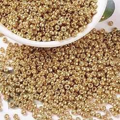 (RR182) Galvanized Yellow Gold Миюки круглые бусины рокайль, японский бисер, 8/0, (rr 182) гальваническое желтое золото, 3 мм, отверстие : 1 мм, Около 422~455 шт / 10 г