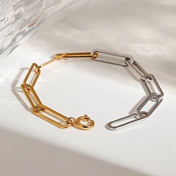 Золотой & Цвет Нержавеющей Стали 304 браслеты-цепочки из нержавеющей стали со скрепками для мужчин и женщин, золотые и нержавеющая сталь цвет, 6 дюйм (15.1 см)