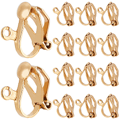 Настоящее золото 18K 80шт. 304 фурнитура для сережек-клипс из нержавеющей стали, с петлями, реальный 18 k позолоченный, 12x6x11 мм, отверстие : 1.2 мм