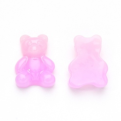 Бледно-Розовый Кабошоны из непрозрачной смолы градиентного цвета, с блестками пудра медведь, розовый жемчуг, 20.5x15x6.5 мм