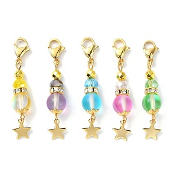 (52) Непрозрачная лаванда Подвесные украшения из синтетического лунного камня, 304 застежки-клешни из нержавеющей стали и подвески-звездочки для украшения сумок, разноцветные, 47 мм