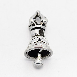 Antik Silber Farbe Tibetanische Messingperlen, Dorje Vajra mit Glocke für Buddha-Schmuck, Antik Silber Farbe, 16x8 mm, Bohrung: 2 mm