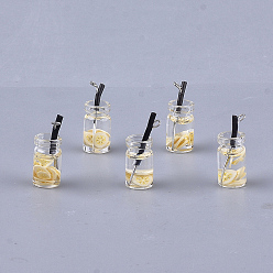 Папайя Оранжевый Стеклянные подвески для бутылок, cmолой, пластиковые и железные находки, прелести фруктовый чай, платина, papayawhip, 25~28x10 мм, отверстие : 1.8 мм