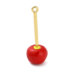 Вишня Подвески из латуни и эмали на Хэллоуин, стойки покрытие, долговечный, без свинца и без кадмия, реальный 18 k позолоченный, вишня, 30x10.5 мм, отверстие : 1.6 мм