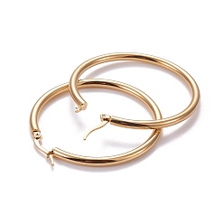 Golden 201 Stainless Steel Big Hoop Earrings, with 304 Stainless Steel Pin, Hypoallergenic Earrings, Ring Shape, Golden, 46x3mm, 9 Gauge, Pin: 0.7x1mm