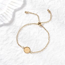 Золотой 304 изготовление браслета-слайдера из нержавеющей стали, с круглыми подносами, с пластиковыми подвесками ccb и латунными бусинами, золотые, лоток : 10.5 мм, 10-3/4 дюйм (27.2 см)