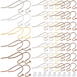 (52) Непрозрачная лаванда 300 шт. 6 цвета латунные крючки для сережек, проволока для уха с круглым шариком, с 300 пластиковыми ушными гайками, разноцветные, 22x11x0.75 мм, 50 шт / цвет