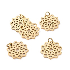 Золотой Вакуумное покрытие pvd 304 подвески из нержавеющей стали, цветок, золотые, 16.5x16x1 мм, отверстие : 3 мм