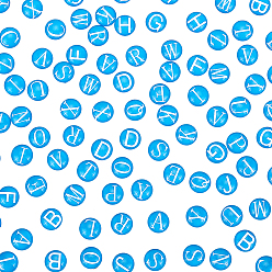 Синий Кабошоны из стекла, полукруглый / купол с алфавитом, для изготовления ювелирных изделий, синие, 12x4 мм, 104 шт / коробка