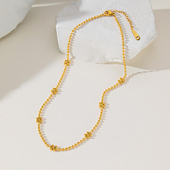 Золотой 304 ожерелья из нержавеющей стали с шариковыми цепочками в виде цветка для женщин, золотые, 16.14 дюйм (41 см)