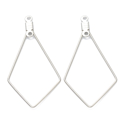 Stainless Steel Color Non-Tarnish 316 Stainless Steel Earring Findings, Rhombus, Stainless Steel Color, 40x20x1.2mm, Hole: 1.2mm