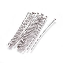 Stainless Steel Color Tarnish Resistant 304 Stainless Steel Flat Head Pins, Stainless Steel Color, 35x0.7mm, Head: 1.5mm