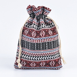 Темно-Красный Джутовые сумки на шнурке с принтом, прямоугольные, темно-красный, 10x14 см