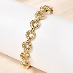 Ring 304 Шарнирные браслеты из нержавеющей стали со стразами для женщин, реальный 18 k позолоченный, ионное покрытие (ip), долговечный, кольцо, внутренний диаметр: 2.34x1.97 дюйм (5.95x5 см)