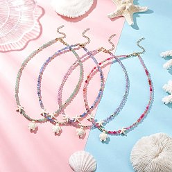 (52) Непрозрачная лаванда 4 шт. 4 цвета лето натуральный зеленый авантюрин и аметист и окрашенный агат ограненные круглые бусины окрашенная синтетическая бирюза морские черепахи кулон ожерелья, золотые, разноцветные, 16.26 дюйм (41.3 см), 1 шт / цвет