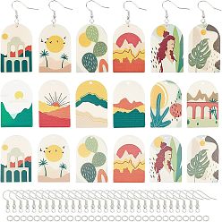 Mixed Color DIY Dangle Earring Making Kits, Including 24Pcs 12 Patterns Acrylic Pendants, 30Pcs Iron Earring Hooks, 40Pcs Iron Jump Rings, Mixed Color, 39~40x25~25.5x2~2.5mm, Hole: 1.8mm, 2pcs/pattern