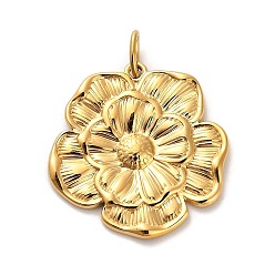 Настоящее золото 14K 304 подвески из нержавеющей стали, с целью перехода в кольце, цветочный шарм, ионное покрытие (ip), реальный 14 k позолоченный, 27x25.5x2.5 мм, отверстие : 5x2.5 мм