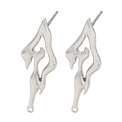 Платина Латунные серьги, с петлями, платина, 30x11 мм, отверстие : 1 мм, штифты : 11x0.7 мм