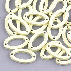 Light Yellow Painted Poplar Wood Links, Oval, Light Yellow, 24.5x15x3mm, Hole: 1.4mm