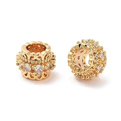 Прозрачный Колонна латунные микропаве прозрачные кубические циркониевые бусины, реальный 18 k позолоченный, прозрачные, 7.5x9.5x9.5 мм, отверстие : 5 мм