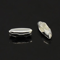 Серебро Латунные соединения шаровой цепи, серебряные, 9.5~10x3.5 мм, подходит для шариковой цепи 2.4 мм