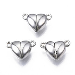 Платина Магнитные застежки из металлического сплава с петлями, без кадмия, без никеля и без свинца, сердце, платина, 10.5x16x7 мм, отверстие : 1.2 мм