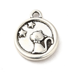 Античное Серебро Сплавочные подвески тибетского стиля, без кадмия и без свинца, форма кошки со звездами, античное серебро, 15x12.5x2.5 мм, отверстие : 1.5 мм, Около 617 шт / 1000 г