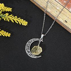 Цитрин Ожерелья с подвесками «Наггетс» из натурального цитрина, с кабельным цепи, луна, 12.20~15.75 дюйм (31~40 см)