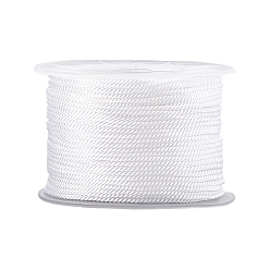 Blanc Cordon milan en polyester, cordon torsadé, ronde, blanc, 2mm, environ 54.68 yards (50m)/rouleau
