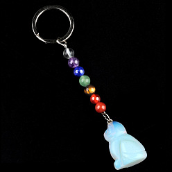 Опал Брелок из опалита, с кварцевым резонатором, аметист, ляпис, авантюрин, красный агат, красная яшма, кошка, 11 см