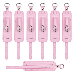 Pink PU Leather Pendant Decorations, Rectangle, Pink, 149x24x6.5mm, Hole: 10mm