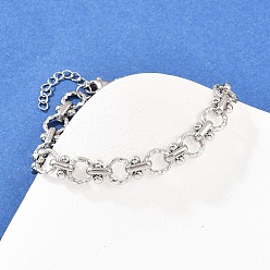 Нержавеющая Сталь Цвет 304 женские браслеты-цепочки со звеньями из нержавеющей стали, кольцо, цвет нержавеющей стали, 6-7/8 дюйм (17.6 см), удлинитель 29мм