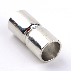 Platinum Brass Magnetic Clasps with Glue-in Ends, Column, Platinum, 20x9.5x9.5mm, Half Hole: 8mm
