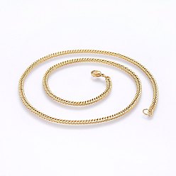 Золотой 304 из нержавеющей стали Снаряженная цепи ожерелья, золотые, 17.71 дюйм (45 см), 3.8 мм