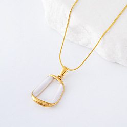 Золотой 3шт. геометрические витые овальные подвески из нержавеющей стали с белой эмалью для женщин, золотые, 15.75 дюйм (40 см)