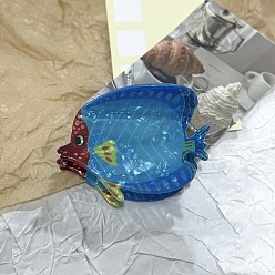 Темно-Голубой Акриловые заколки-когти с океанской тематикой, рыба, глубокое синее небо, 50x73.5x50 мм