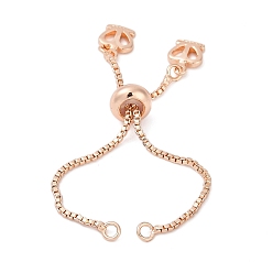 Crown Изготовление латунных браслетов-слайдеров, стойки покрытие, долговечный, розовое золото , корона, 4-3/4 дюйм (12 см), отверстие : 1.2 мм