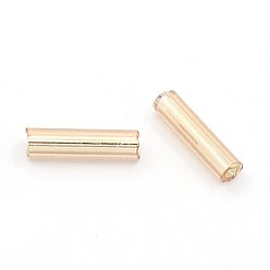 Wheat Glass Bugle Beads, Silver Lined, Wheat, 6~8x1.8mm, Hole: 0.6mm, 10000pcs/pound