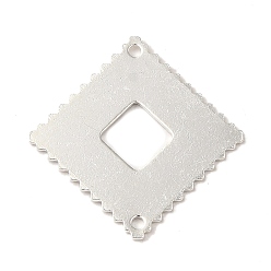 925 Sterling Silver Plated Brass Connector Charms, Lace Edged Rhombus Links, 925 Sterling Silver Plated, 21.5x21.5x0.8mm, Hole: 1.2mm