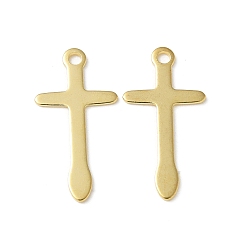 Золотой 201 подвески из нержавеющей стали, крестик, золотые, 21.5x11x0.5 мм, отверстие : 1.6 мм