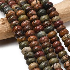 Пикассо Камень Нити бусин из натурального камня пикассо/полихромной яшмы, рондель, 10.5x6.5 мм, отверстие : 0.8 мм, около 59 шт / нитка, 14.69'' (37.3 см)