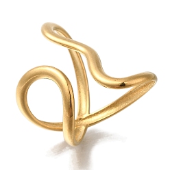 Золотой 304 из нержавеющей стали манжеты кольца, дизайн линии, золотые, регулируемый, 31 мм