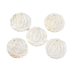 Морская Ракушка Резные подвески из натуральных пресноводных ракушек, , цвет морской раковины, 30x29.5x2 мм, отверстие : 1 мм