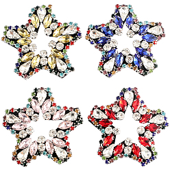 (52) Непрозрачная лаванда 4 шт. 4 цвета, аппликации со стразами в виде звезд, пришиваем украшения к фурнитуре, разноцветные, 48x52x6 мм, 1 шт / цвет