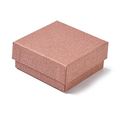 Светло-Коралловый Витрины для ювелирных изделий из бумаги, футляры для хранения колец, серег, ожерелий, браслетов, с губкой, квадратный, свет коралловый, 7.6x7.6x3.4 см