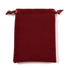 Темно-Красный Бархатные сумки на шнурке для украшений, прямоугольные, для серег колец ожерелья, темно-красный, 9.1x7.1x0.5 см