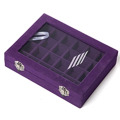 Фиолетовый Бархатные кольца ювелирные изделия ddisplay box, прямоугольные, фиолетовые, 20x15x4.5 см