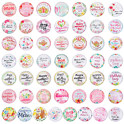 (52) Непрозрачная лаванда 1 пакет стеклянные кабошоны, полукруглый/купол с рисунком ко дню матери, разноцветные, 25 мм, около 50 шт / упаковка