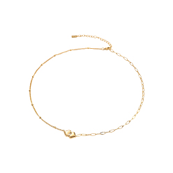 Real 14K Gold Plated 304 Stainless Steel Satellite Chain & Cable Chain Necklaces for Women, Double Heart, Ion Plating(IP), Long-Lasting Plated, Real 14K Gold Plated, 17.72 inch(45cm)